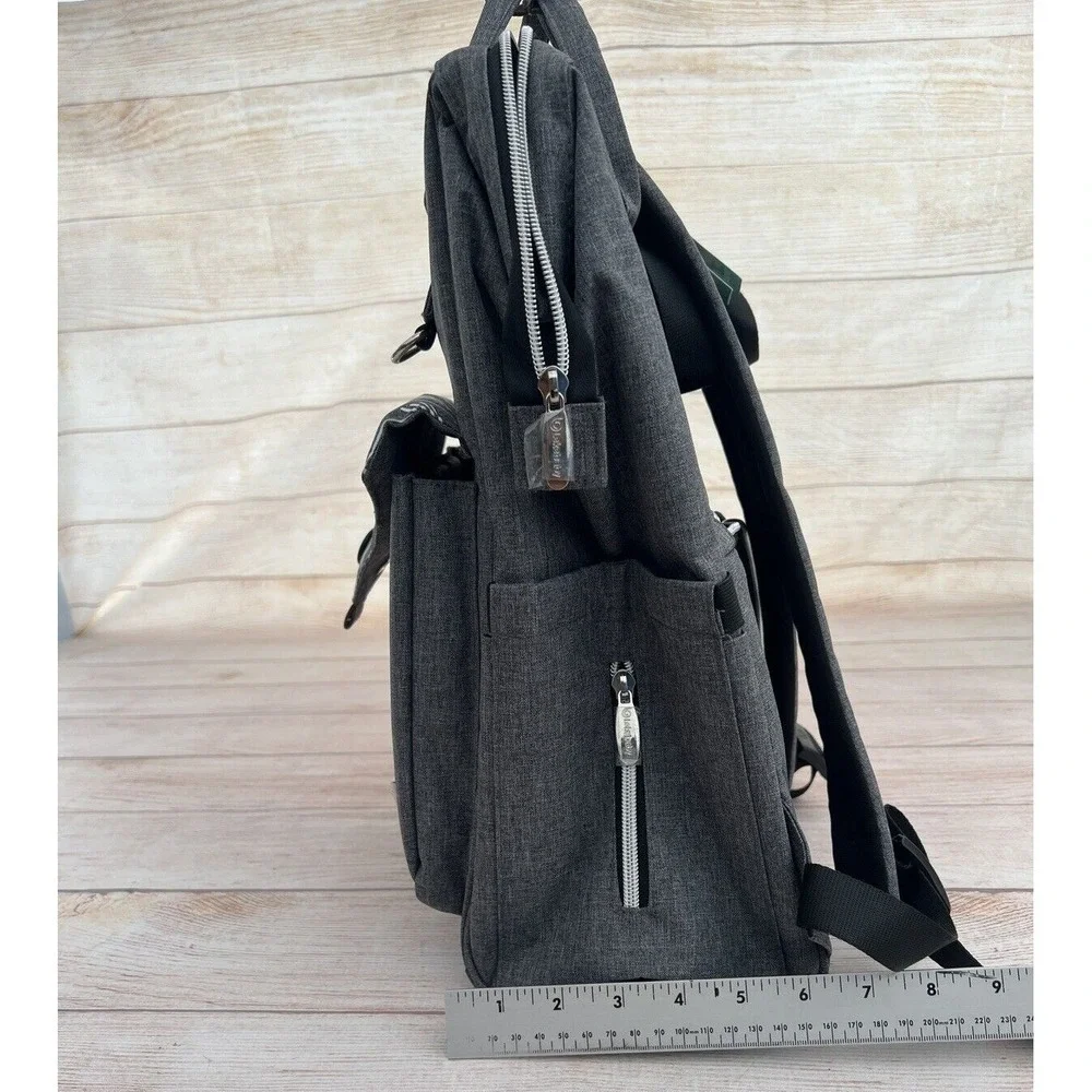 Lekebaby NWT Gray Arrow Pattern Diaper Bag Backpack Wide Open Travel Large